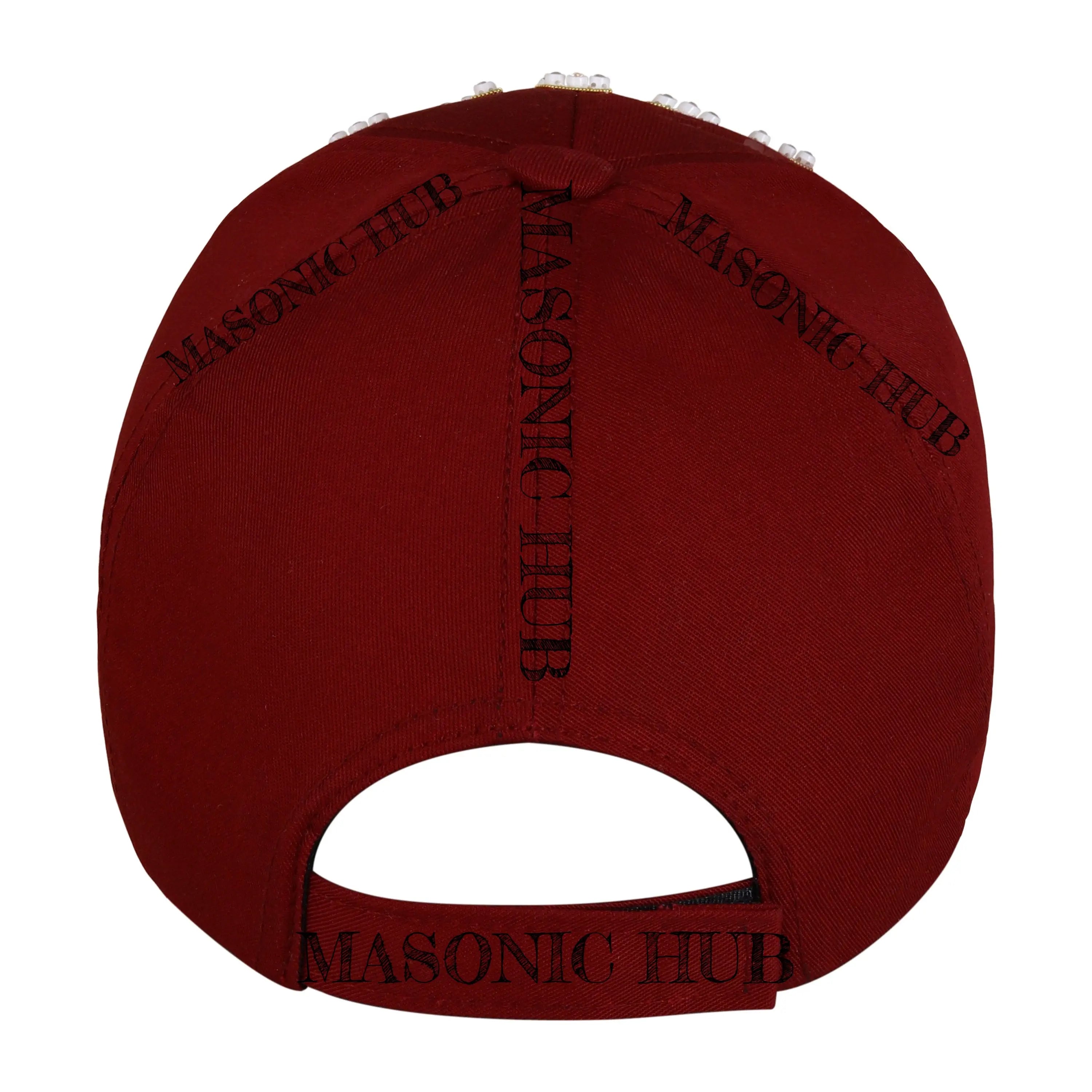 Shriner Noble Maroon Baseball Cap – Gold Tassel &amp; Rhinestone Embellishments Masonic Hub