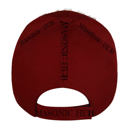 Shriner Noble Maroon Baseball Cap – Gold Tassel &amp; Rhinestone Embellishments