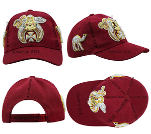 Masonic Shriner Maroon Cap – Handcrafted with Lotus Emblem, Rhinestones & Camel My Store