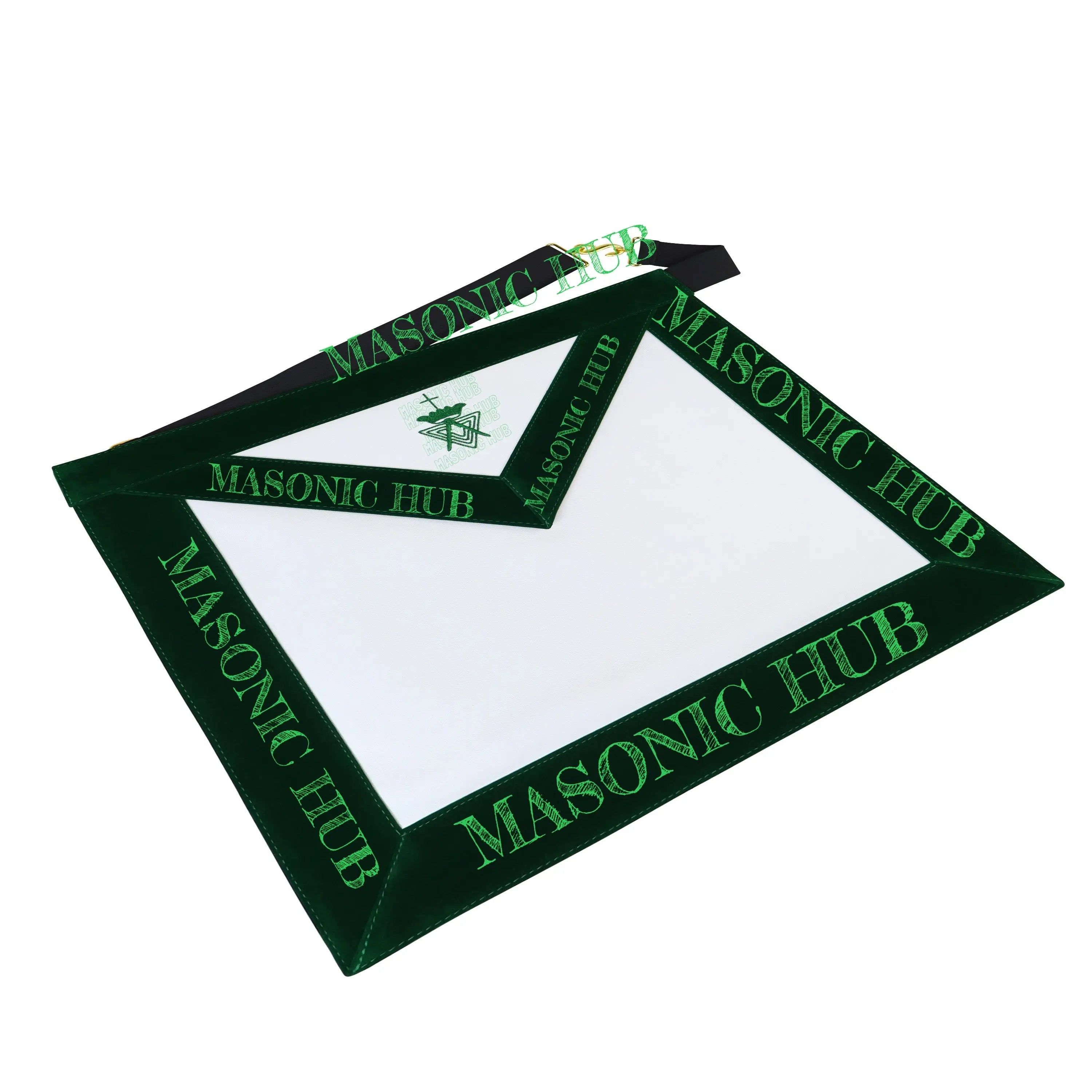 Allied Masonic Degrees (AMD) Member Apron – Dark Green Velvet Border – Freemason Masonic Hub