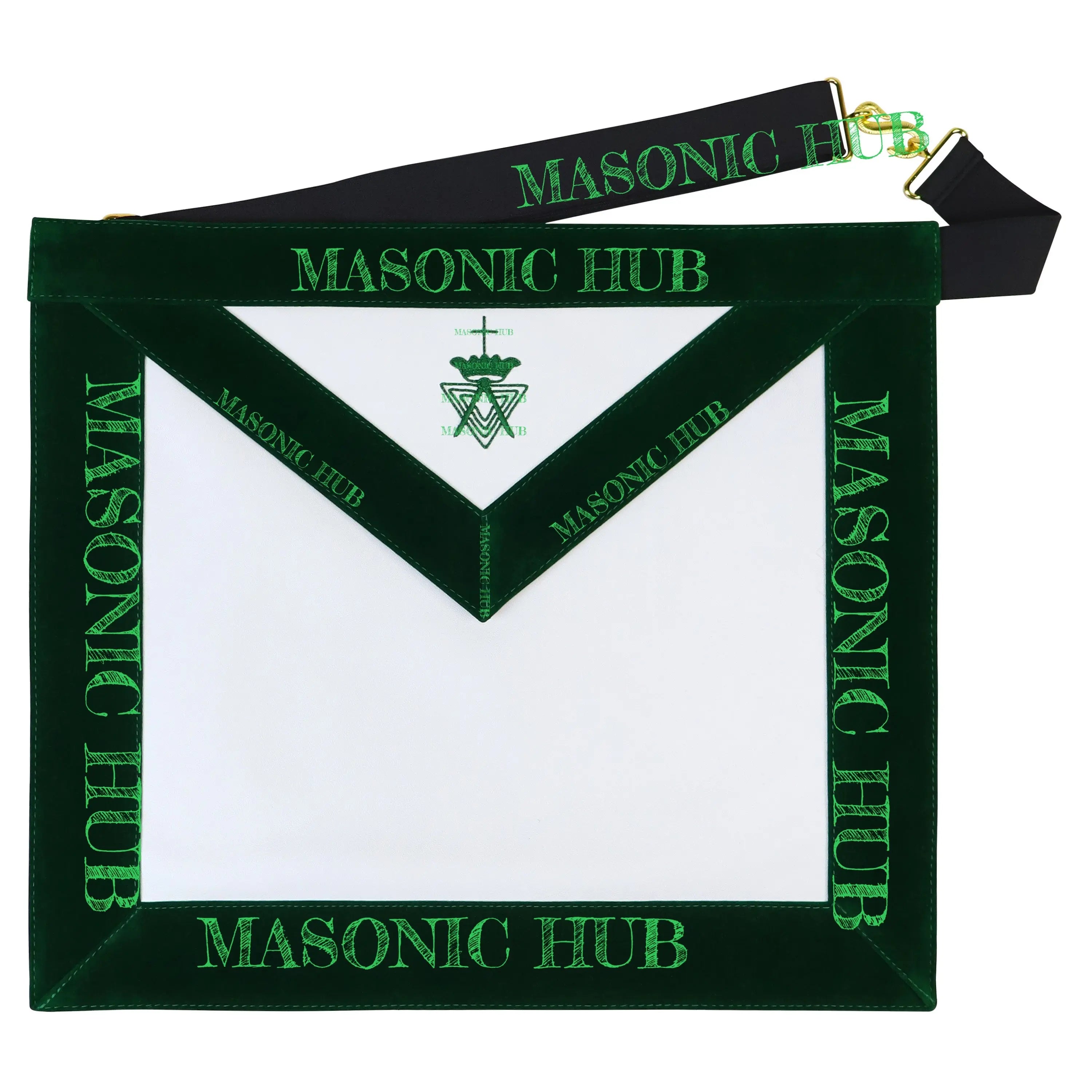 Allied Masonic Degrees (AMD) Member Apron – Dark Green Velvet Border – Freemason Masonic Hub