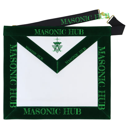 Allied Masonic Degrees (AMD) Member Apron – Dark Green Velvet Border – Freemason