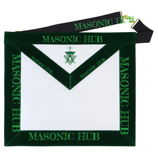 Allied Masonic Degrees (AMD) Member Apron – Dark Green Velvet Border – Freemason