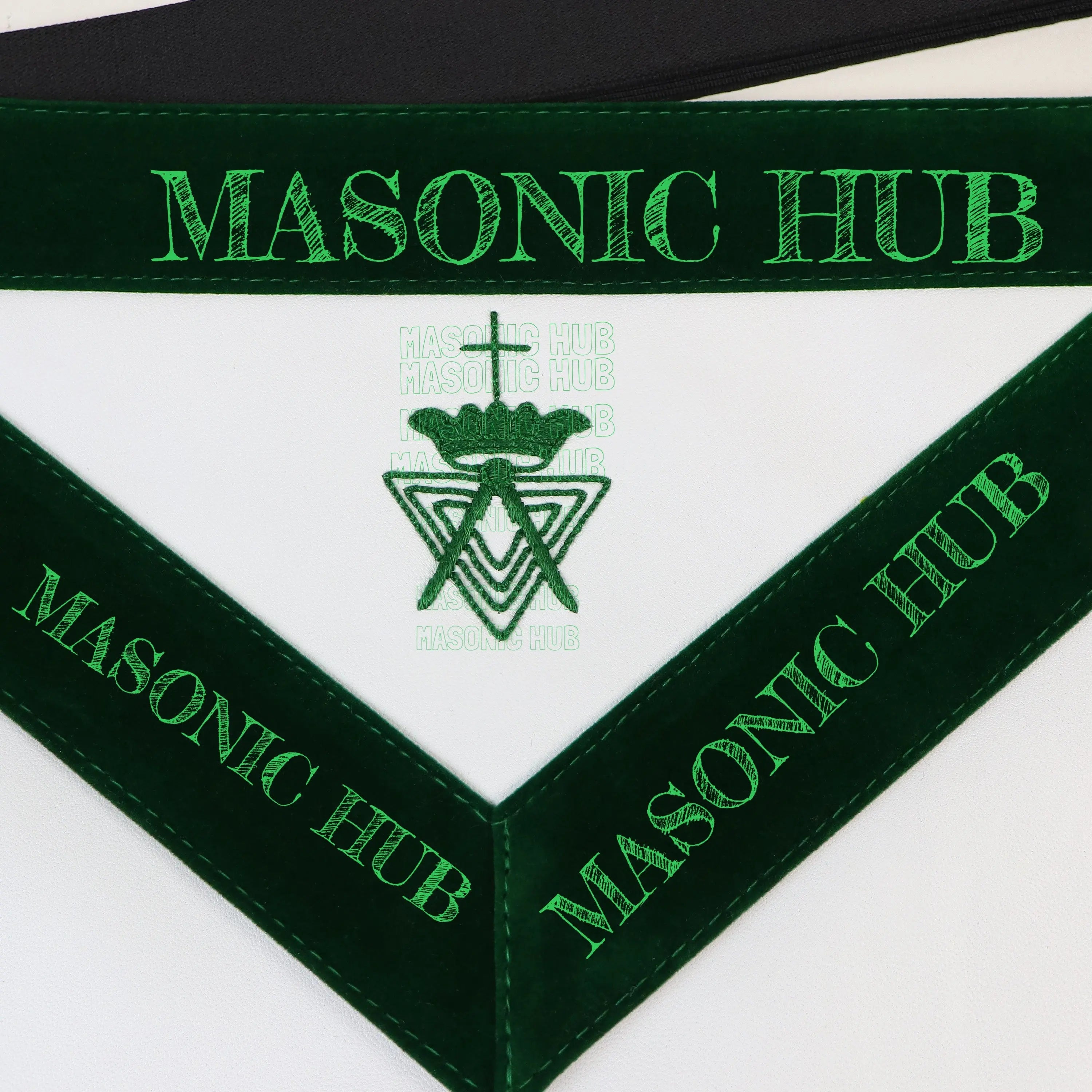 Allied Masonic Degrees (AMD) Member Apron – Dark Green Velvet Border – Freemason Masonic Hub