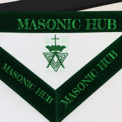 Allied Masonic Degrees (AMD) Member Apron – Dark Green Velvet Border – Freemason