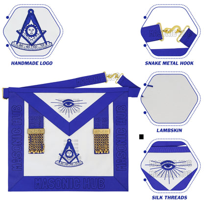 Handmade Masonic Past Master Apron – Premium Lambskin with Gold Metal Tassels