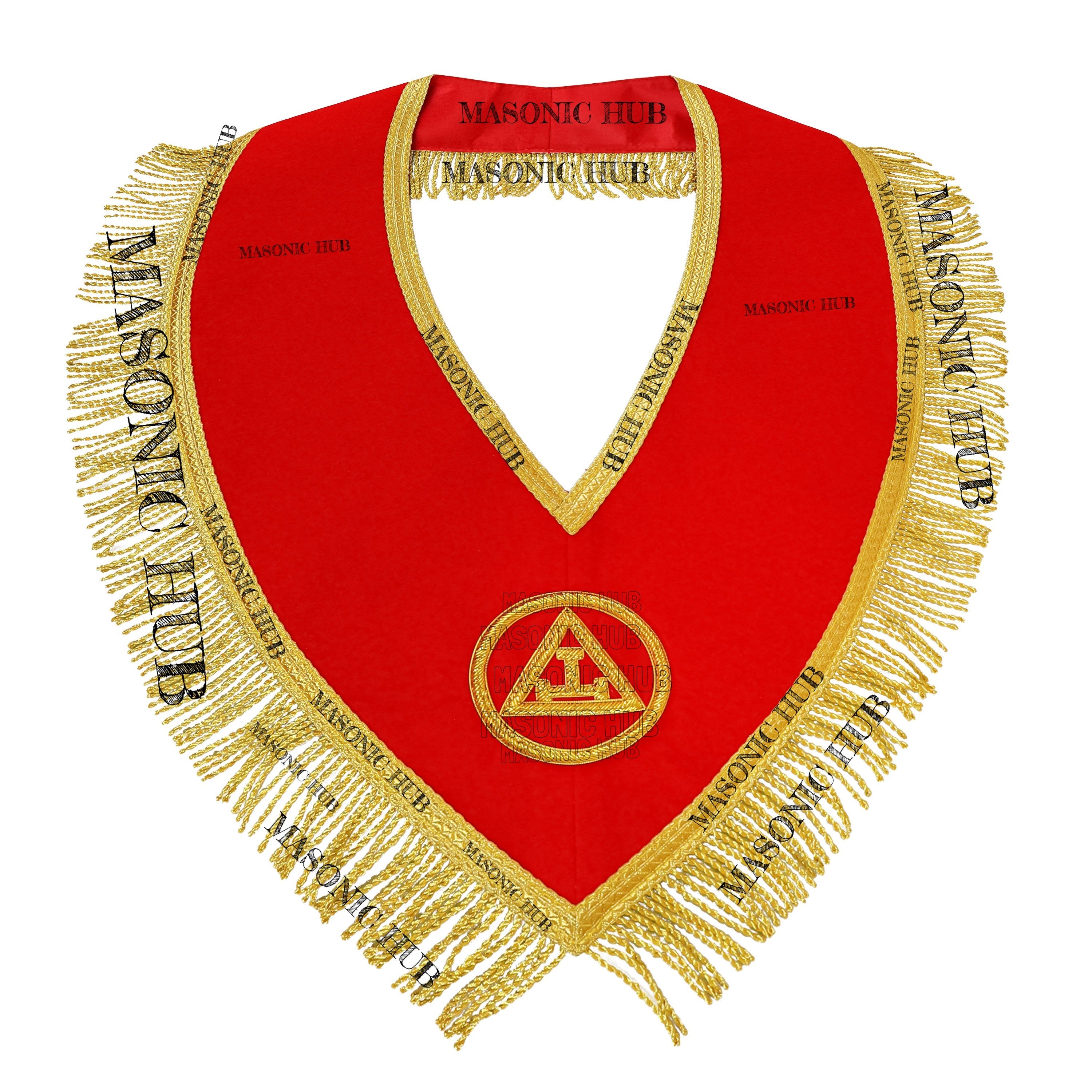 Handmade Masonic Royal Arch Member Collar - Red Velvet with Gold Fringe Masonic Hub