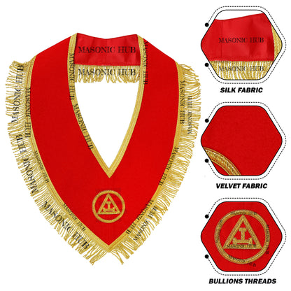 Handmade Masonic Royal Arch Member Collar - Red Velvet with Gold Fringe