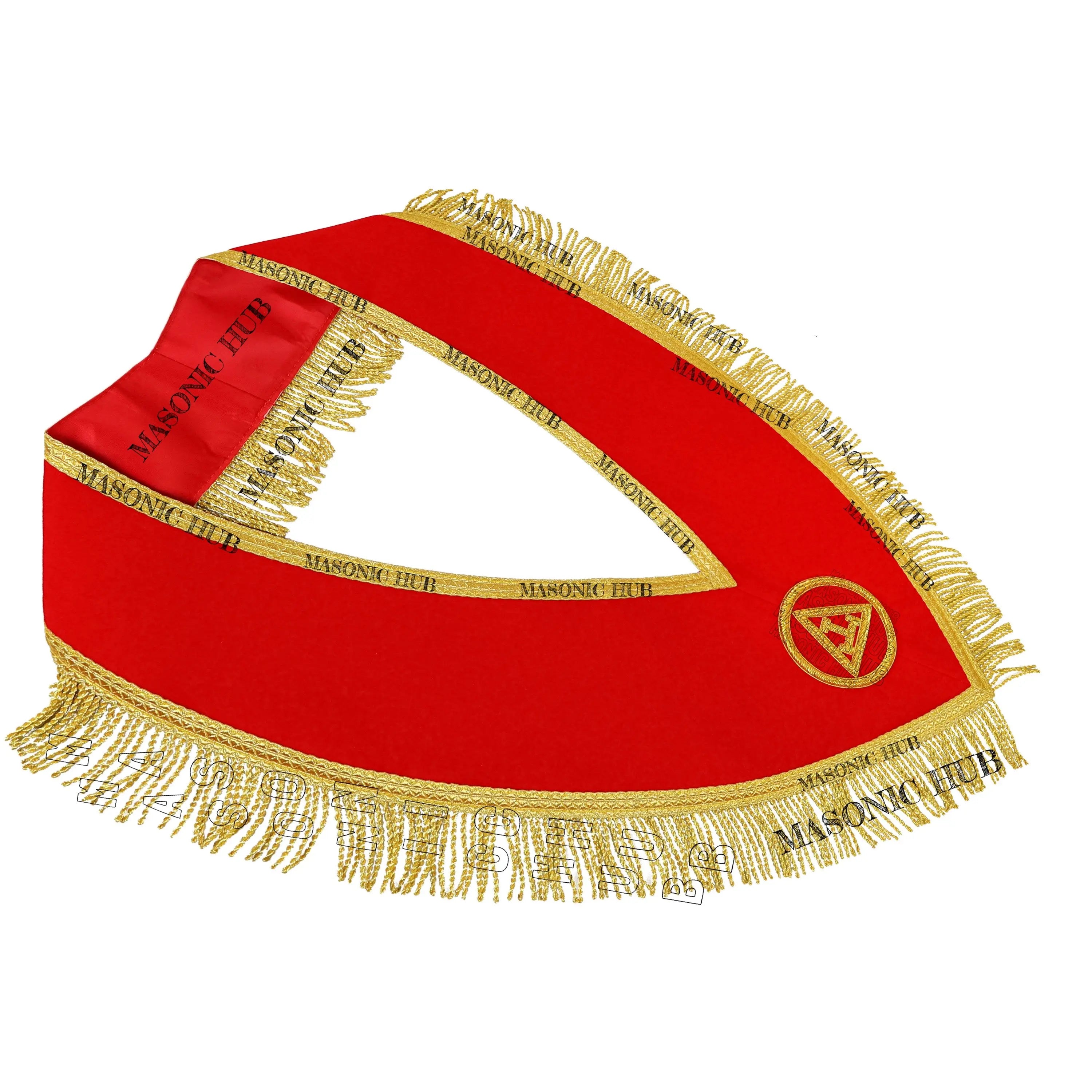 Handmade Masonic Royal Arch Member Collar - Red Velvet with Gold Fringe Masonic Hub