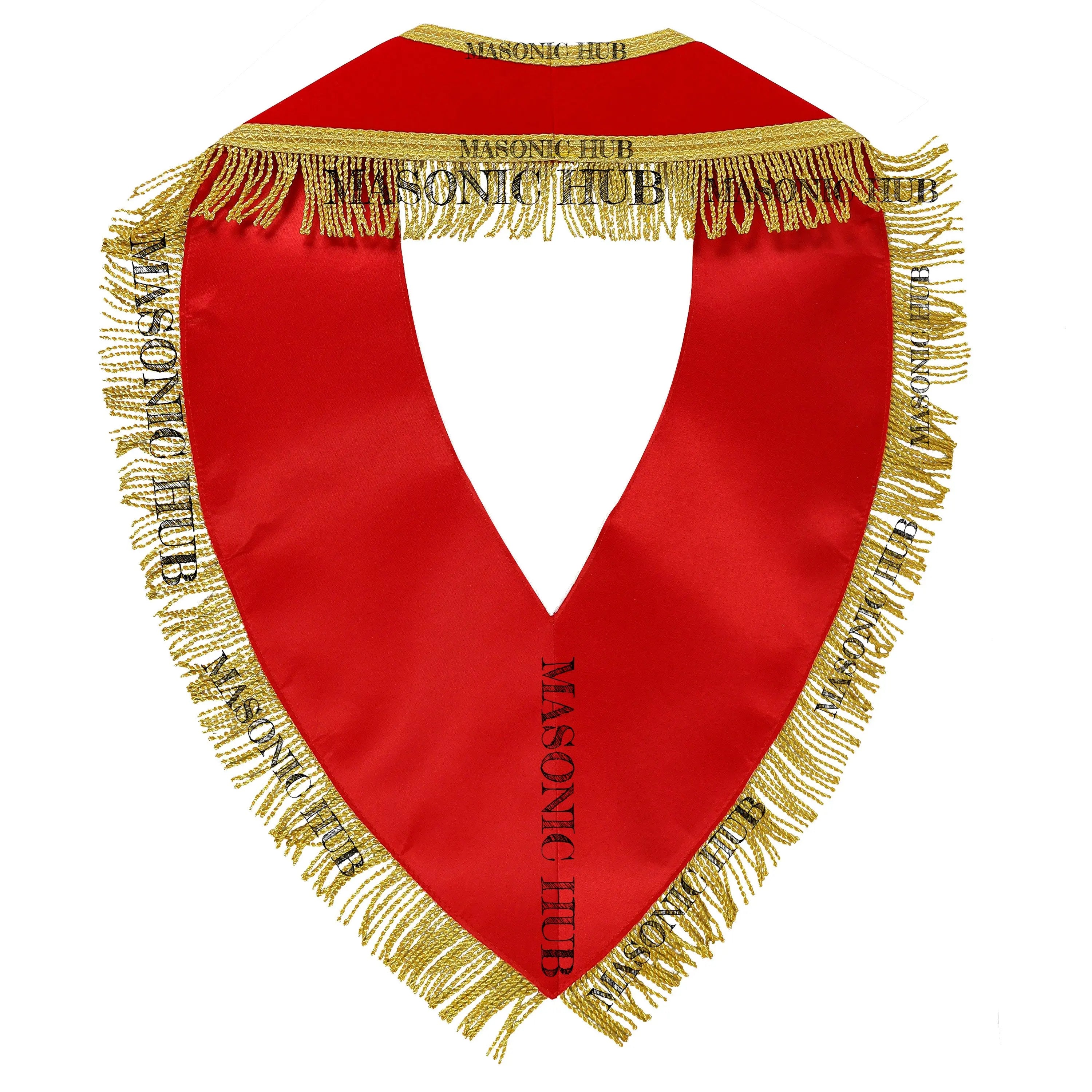Handmade Masonic Royal Arch Member Collar - Red Velvet with Gold Fringe Masonic Hub