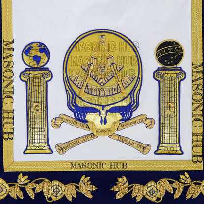 Past Master Skull & Cross Bones 100% Lambskin Masonic Apron - Handcrafted