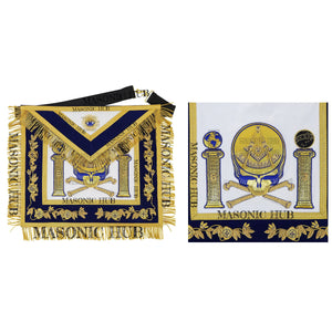 Past Master Skull & Cross Bones 100% Lambskin Masonic Apron - Handcrafted Masonic Hub