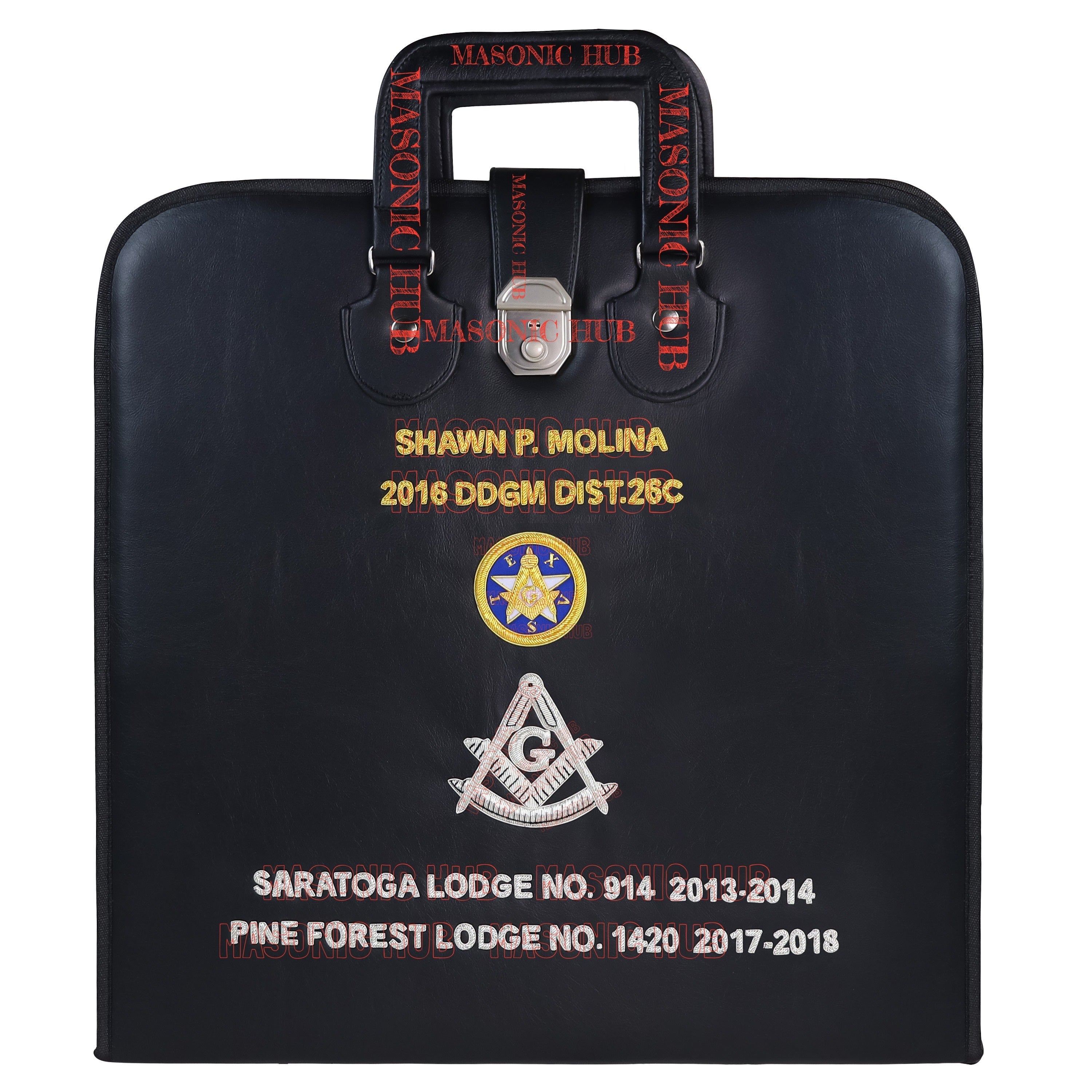 Custom Texas Masonic Apron Case - Embroidered with Texas Star, Compass & Square My Store
