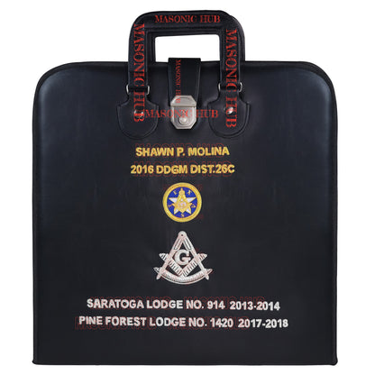 Custom Texas Masonic Apron Case - Embroidered with Texas Star, Compass & Square