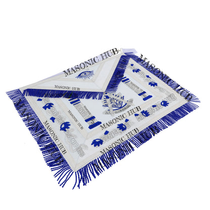 Past Master Lambskin Apron with Sunburst Emblem, Pillars, Silver Bullion Fringe & Eye Flap – Masonic Hub