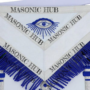 Past Master Lambskin Apron with Sunburst Emblem, Pillars, Silver Bullion Fringe & Eye Flap – Masonic Hub Masonic Hub
