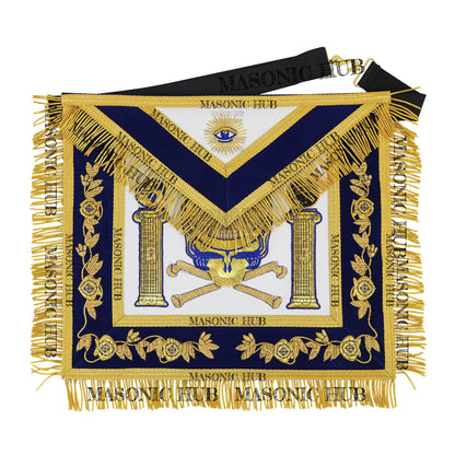 MASONIC HUB Master Mason Skull &amp; Cross Bones 100% Lambskin Masonic Apron - Handcrafted