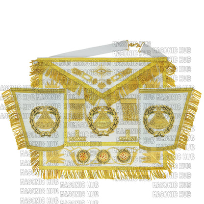 Masonic Regalia Grand Master 100% LAMBSKIN APRON With Chain Collar & Gauntlets