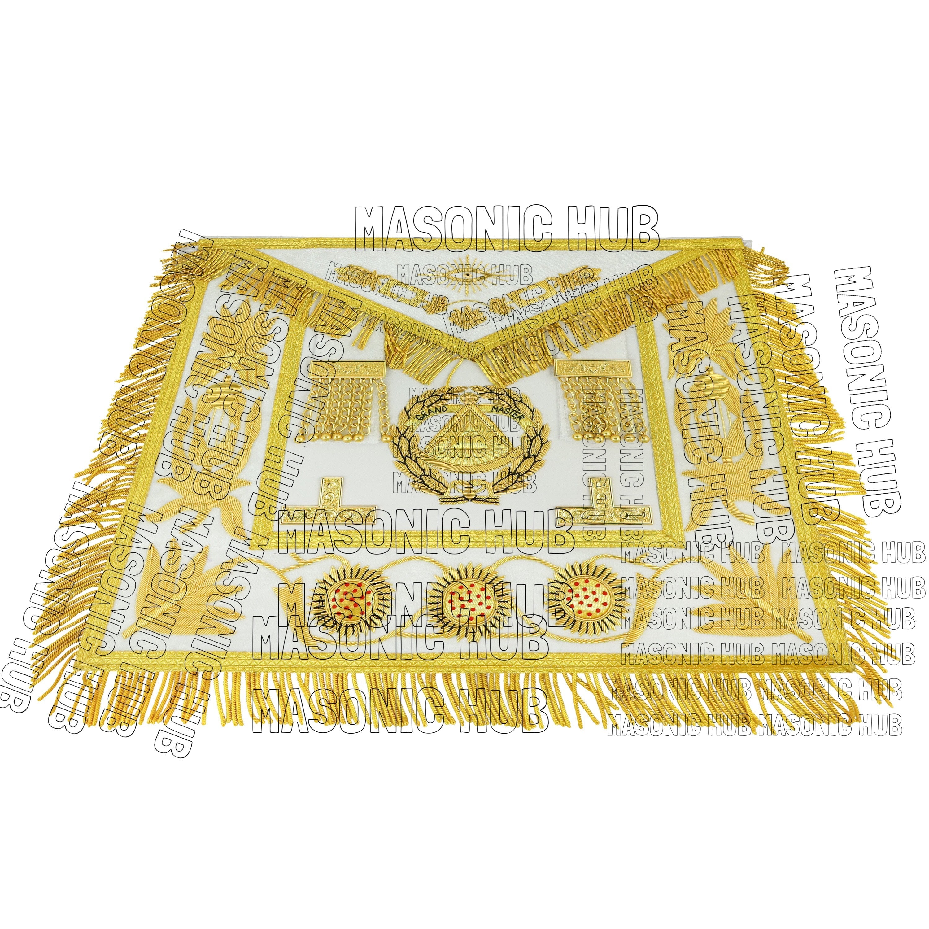 Masonic Regalia Grand Master 100% LAMBSKIN APRON With Chain Collar & Gauntlets My Store