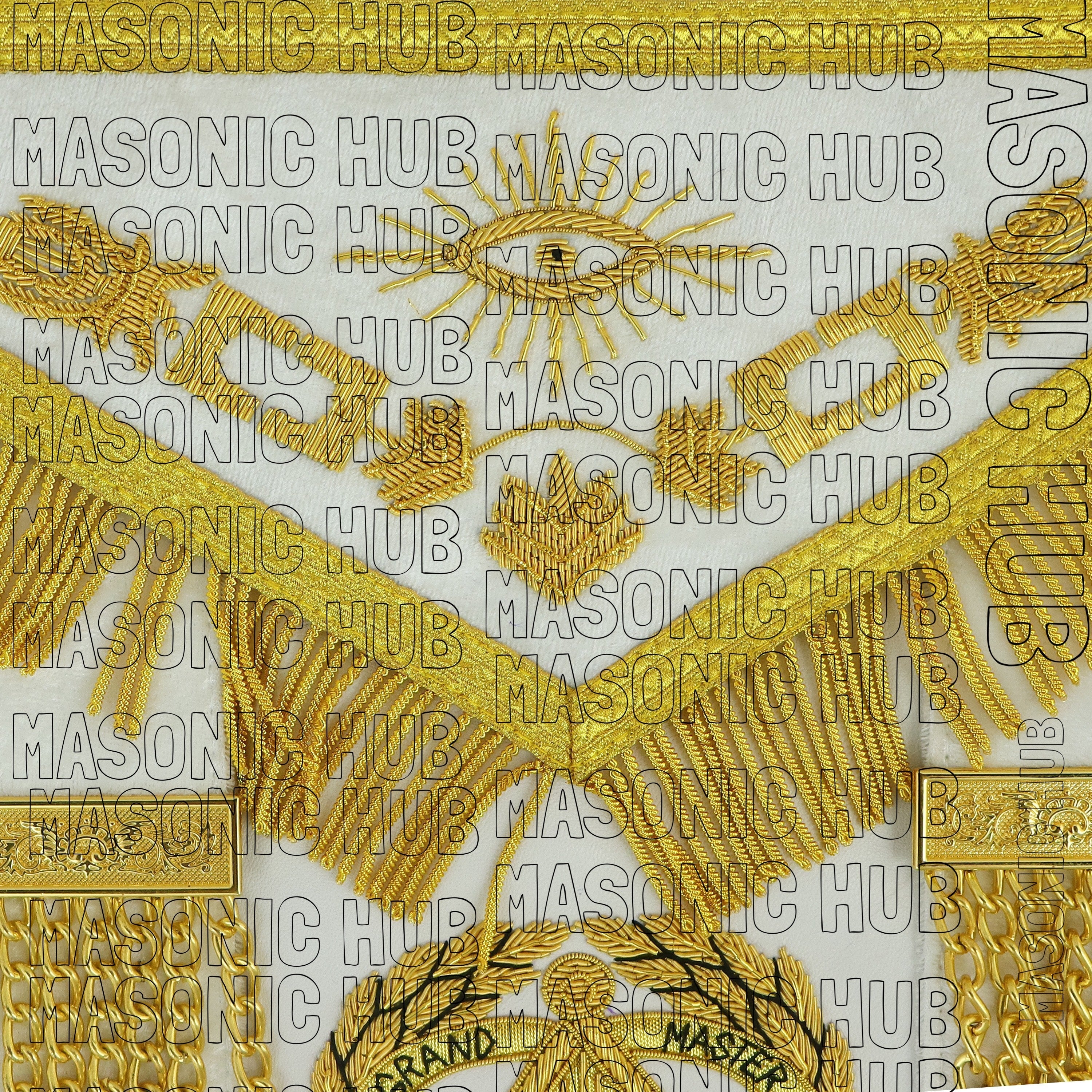 Masonic Regalia Grand Master 100% LAMBSKIN APRON With Chain Collar & Gauntlets My Store