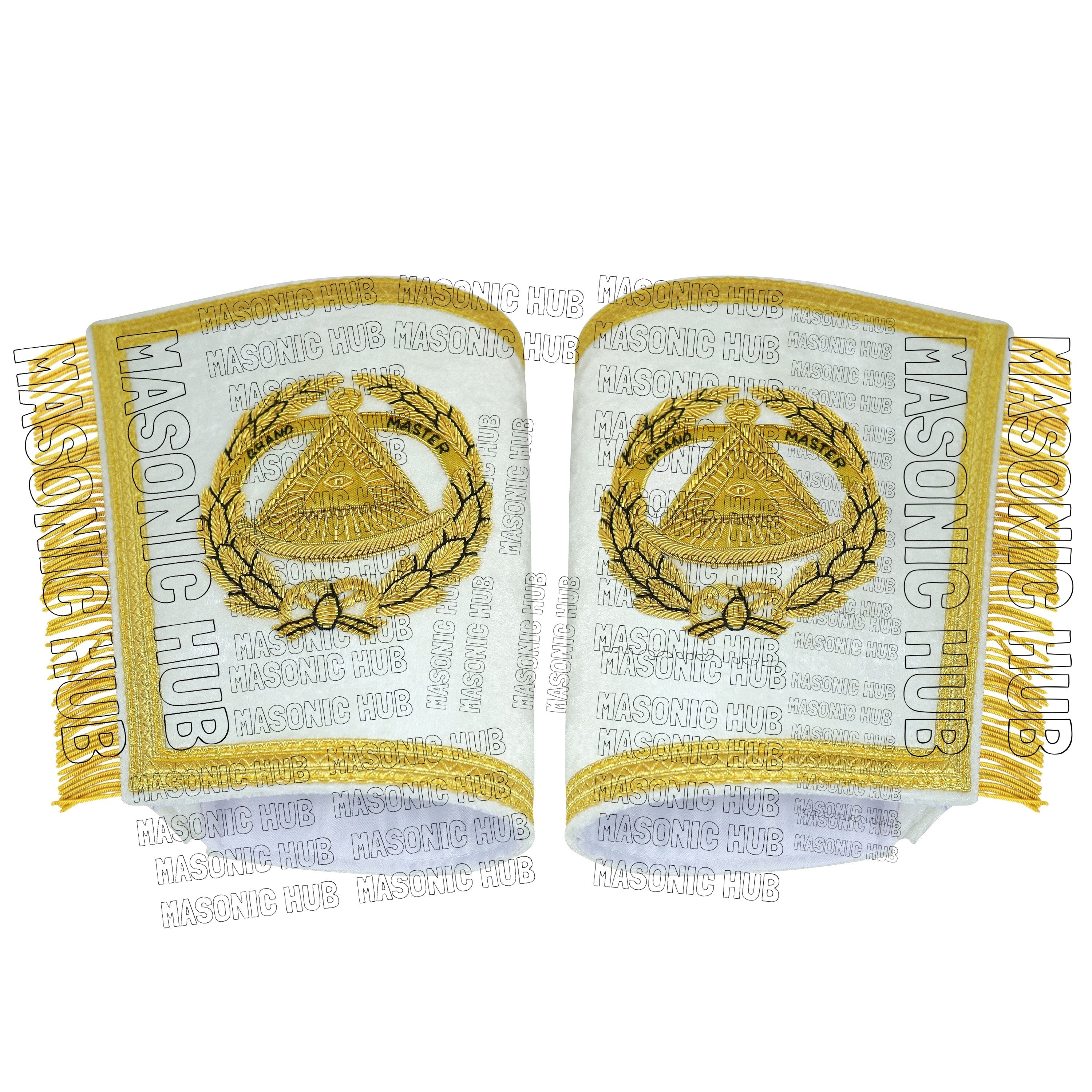 Handcrafted Masonic Regalia Grand Master Gauntlets Cuffs Embroidered with Fringe My Store