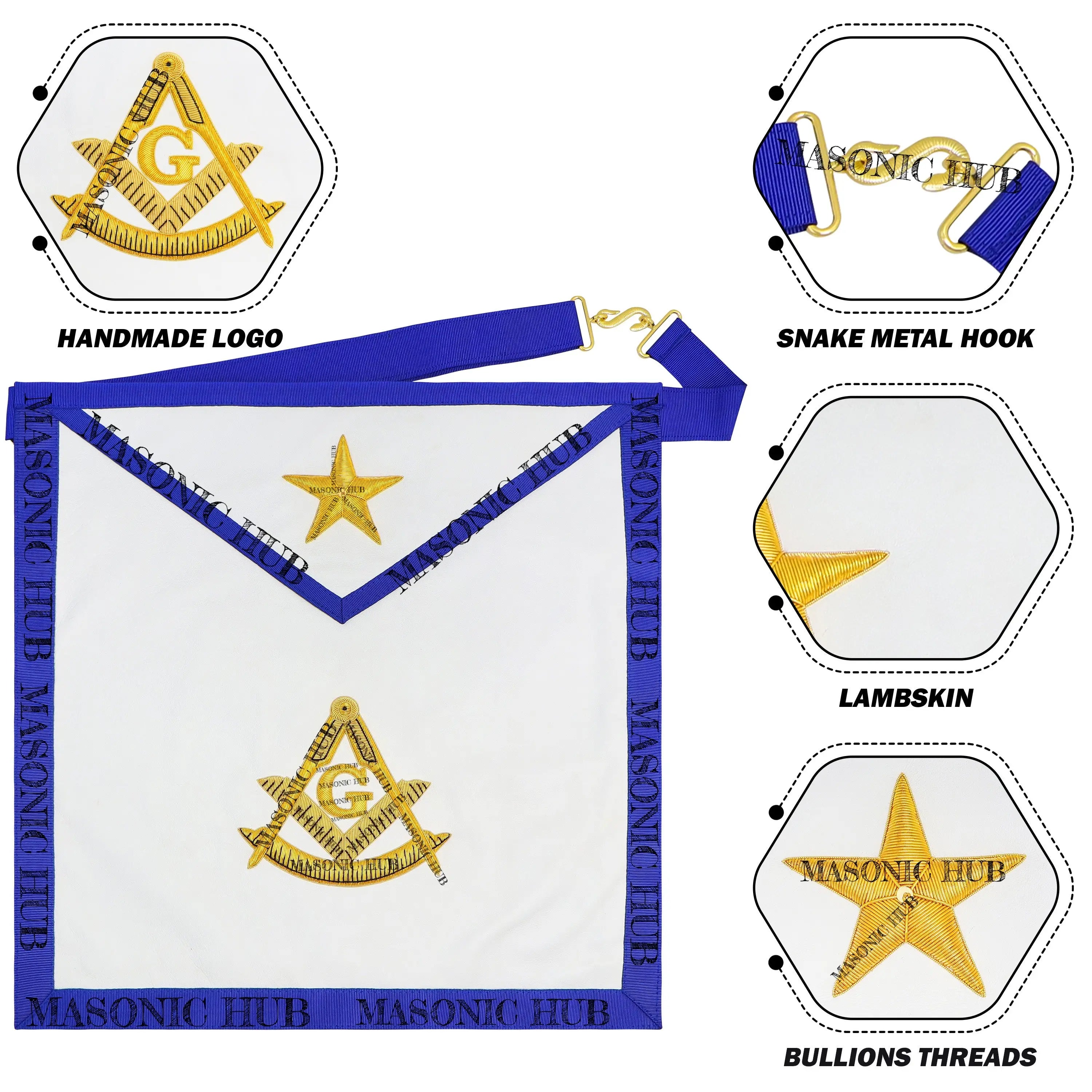 Authentic LONE STAR Texas Past Master Apron Masonic Hub
