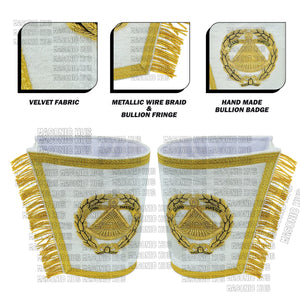 Handcrafted Masonic Regalia Grand Master Gauntlets Cuffs Embroidered with Fringe My Store