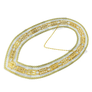 Masonic Grand Lodge Past Master Metal Chain Collar White Backing With Rhinestones & White Sheet Masonic Hub