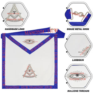 Texas Past Master Masonic Lambskin Apron -Real Leather, Hand-Embroidered Regalia My Store