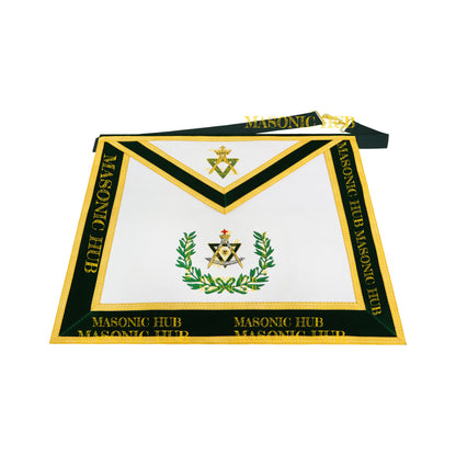Sovereign Master Allied Masonic Degrees Apron -Lambskin, Green Velvet, Gold Trim