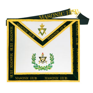 Sovereign Master Allied Masonic Degrees Apron -Lambskin, Green Velvet, Gold Trim Masonic Hub