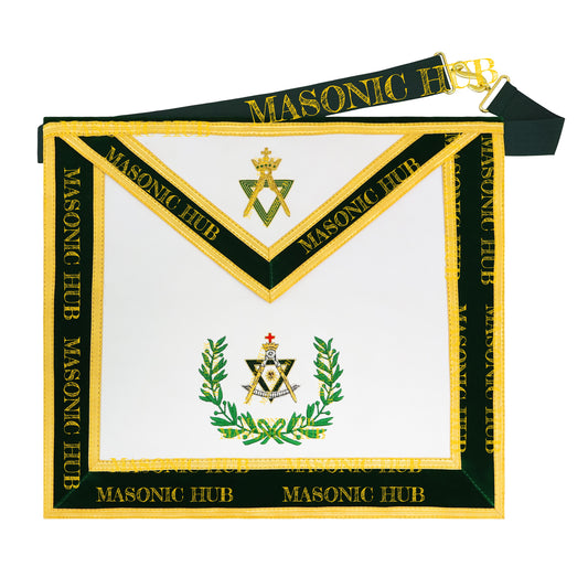 Sovereign Master Allied Masonic Degrees Apron -Lambskin, Green Velvet, Gold Trim