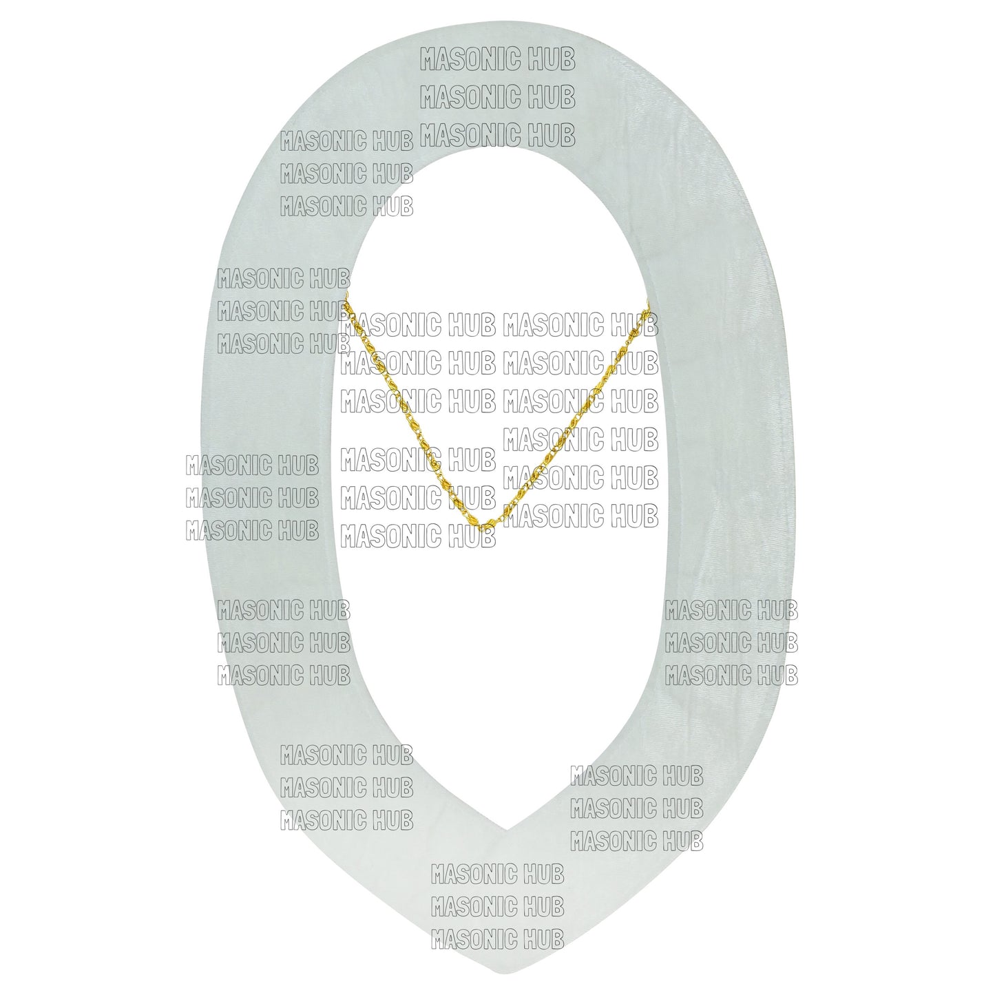 Masonic Grand Lodge Past Master Metal Chain Collar White Backing With Rhinestones & White Sheet