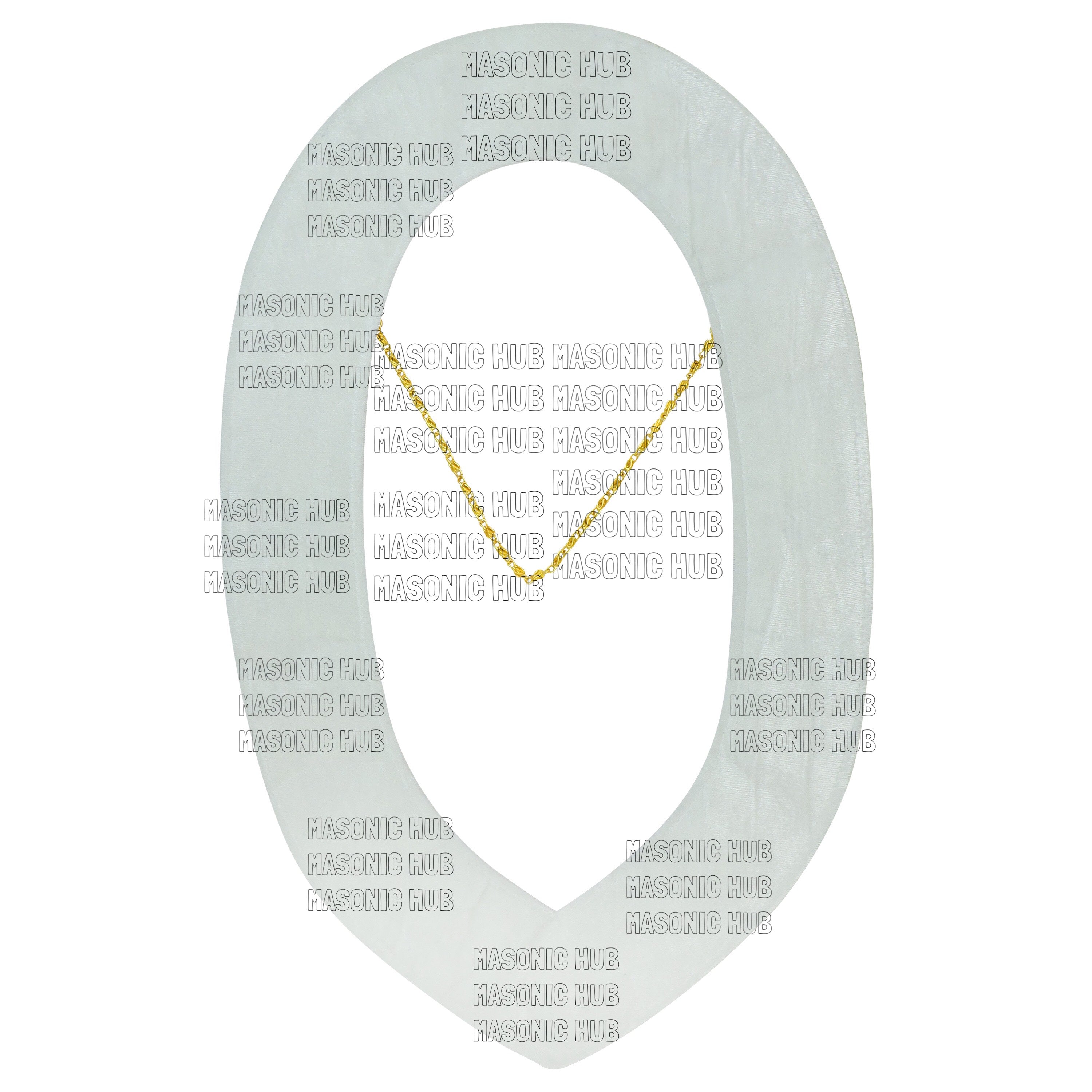 Masonic Grand Lodge Past Master Metal Chain Collar White Backing With Rhinestones & White Sheet Masonic Hub