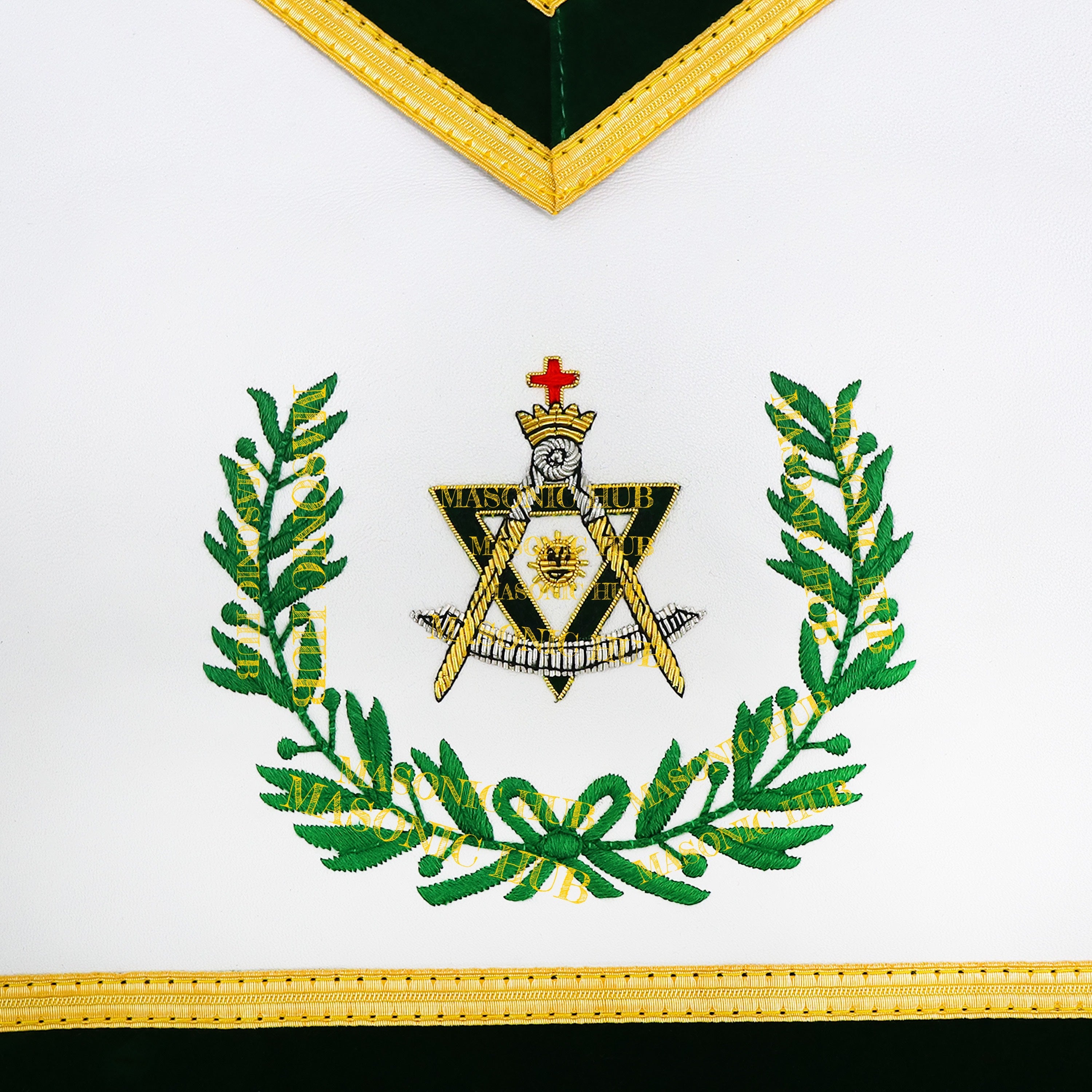 Sovereign Master Allied Masonic Degrees Apron -Lambskin, Green Velvet, Gold Trim Masonic Hub