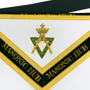 Sovereign Master Allied Masonic Degrees Apron -Lambskin, Green Velvet, Gold Trim Masonic Hub