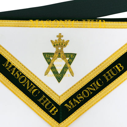 Sovereign Master Allied Masonic Degrees Apron -Lambskin, Green Velvet, Gold Trim