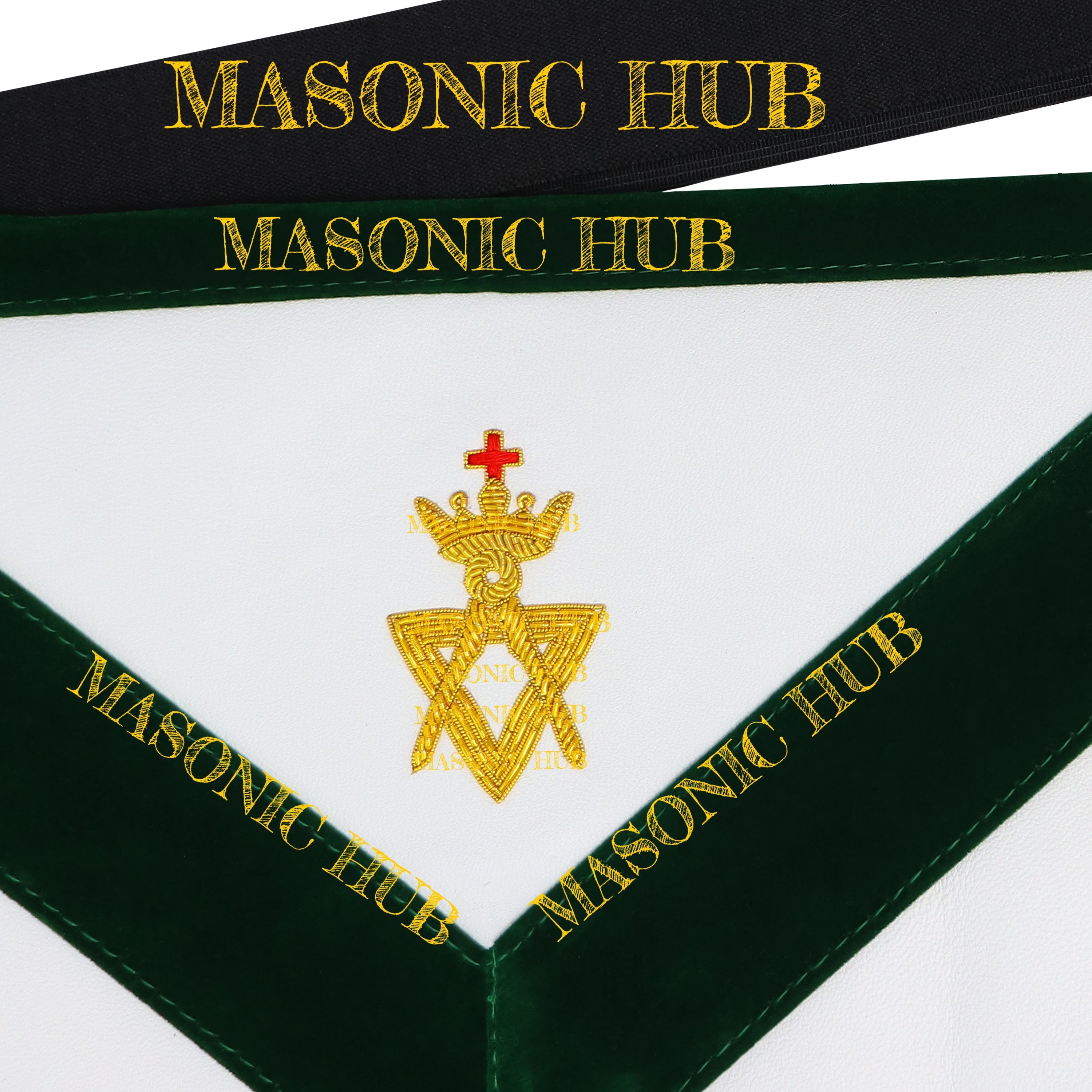 Grand Superintendent Allied Masonic Degrees Apron - Dark Green Velvet & Lambskin Masonic Hub