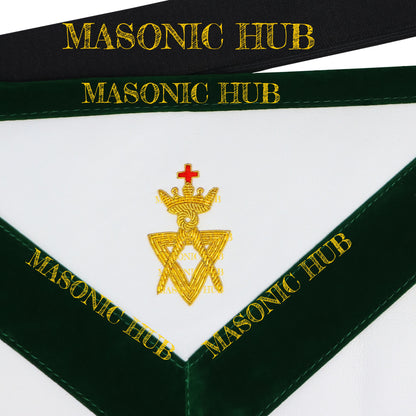 Grand Superintendent Allied Masonic Degrees Apron - Dark Green Velvet & Lambskin