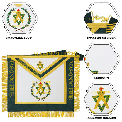 Handcrafted Allied Masonic Degrees (AMD) Sovereign Master Apron – Gold Fringe