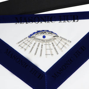 Hand-Embroidered Masonic Master Mason Apron Blue Velvet Trim, Custom Lodge Name My Store