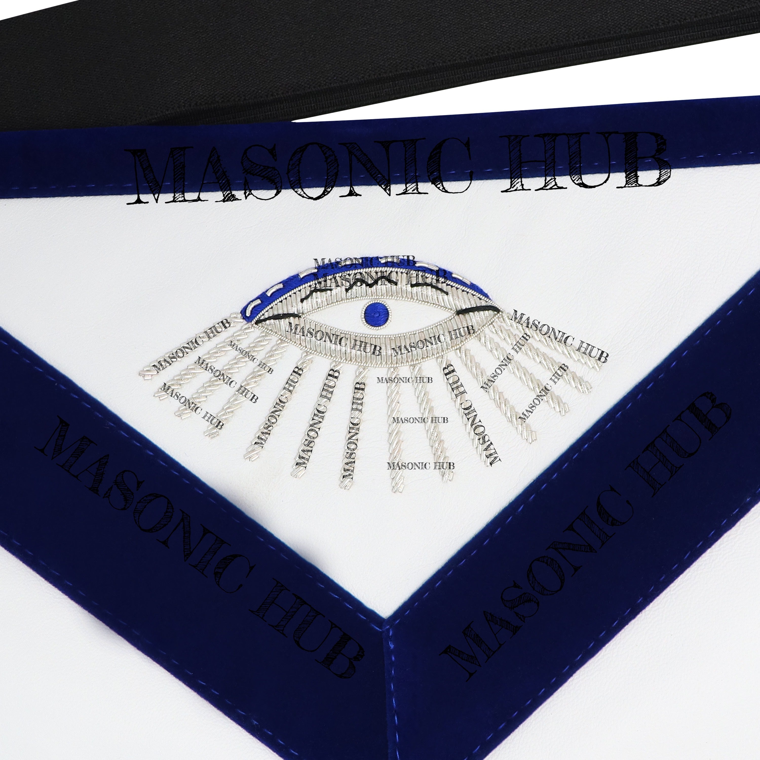 Hand-Embroidered Masonic Master Mason Apron Blue Velvet Trim, Custom Lodge Name My Store