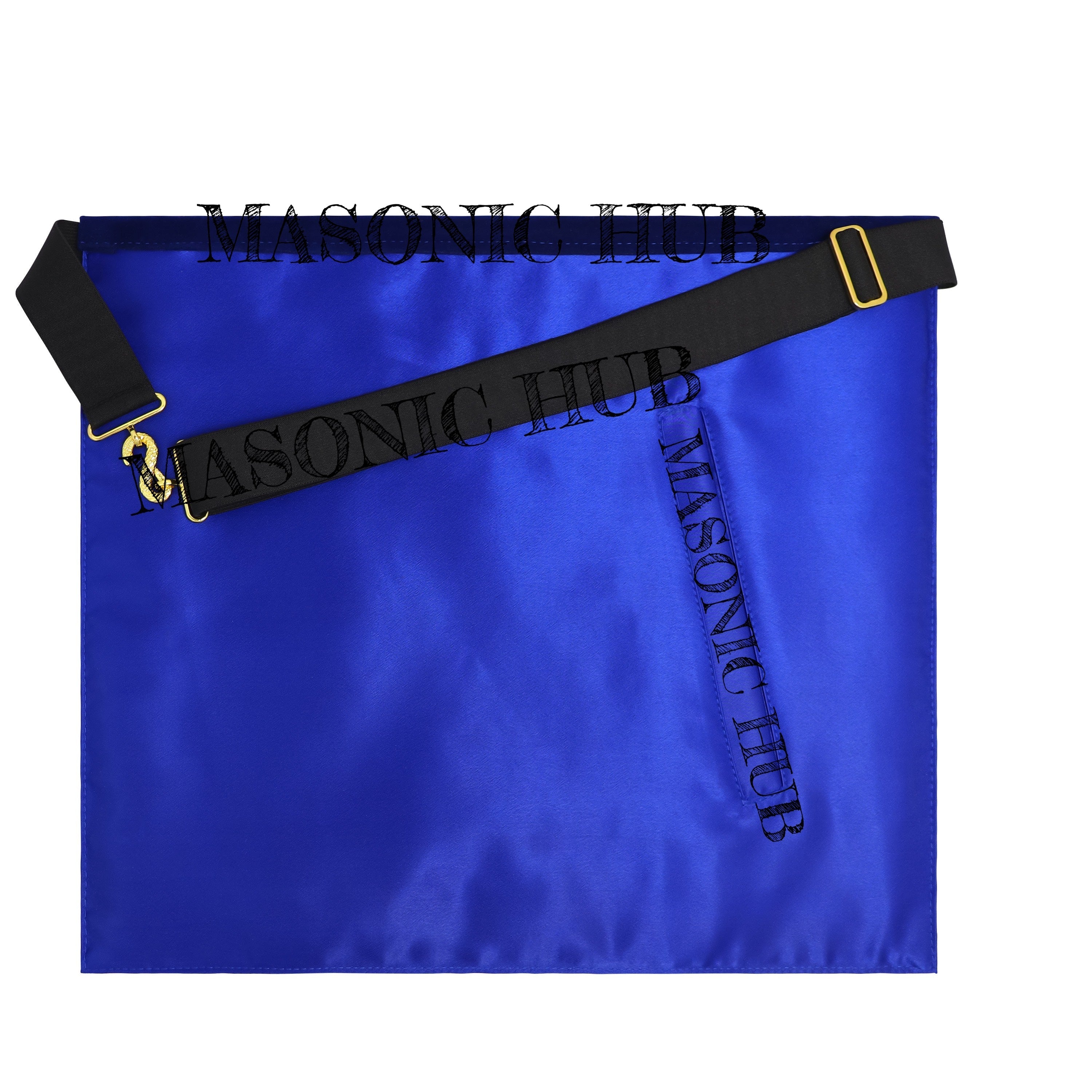 Hand-Embroidered Masonic Master Mason Apron Blue Velvet Trim, Custom Lodge Name My Store