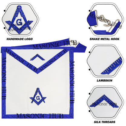 Masonic Texas Worshipful Master Apron – Lambskin Leather, Hand-Embroidered