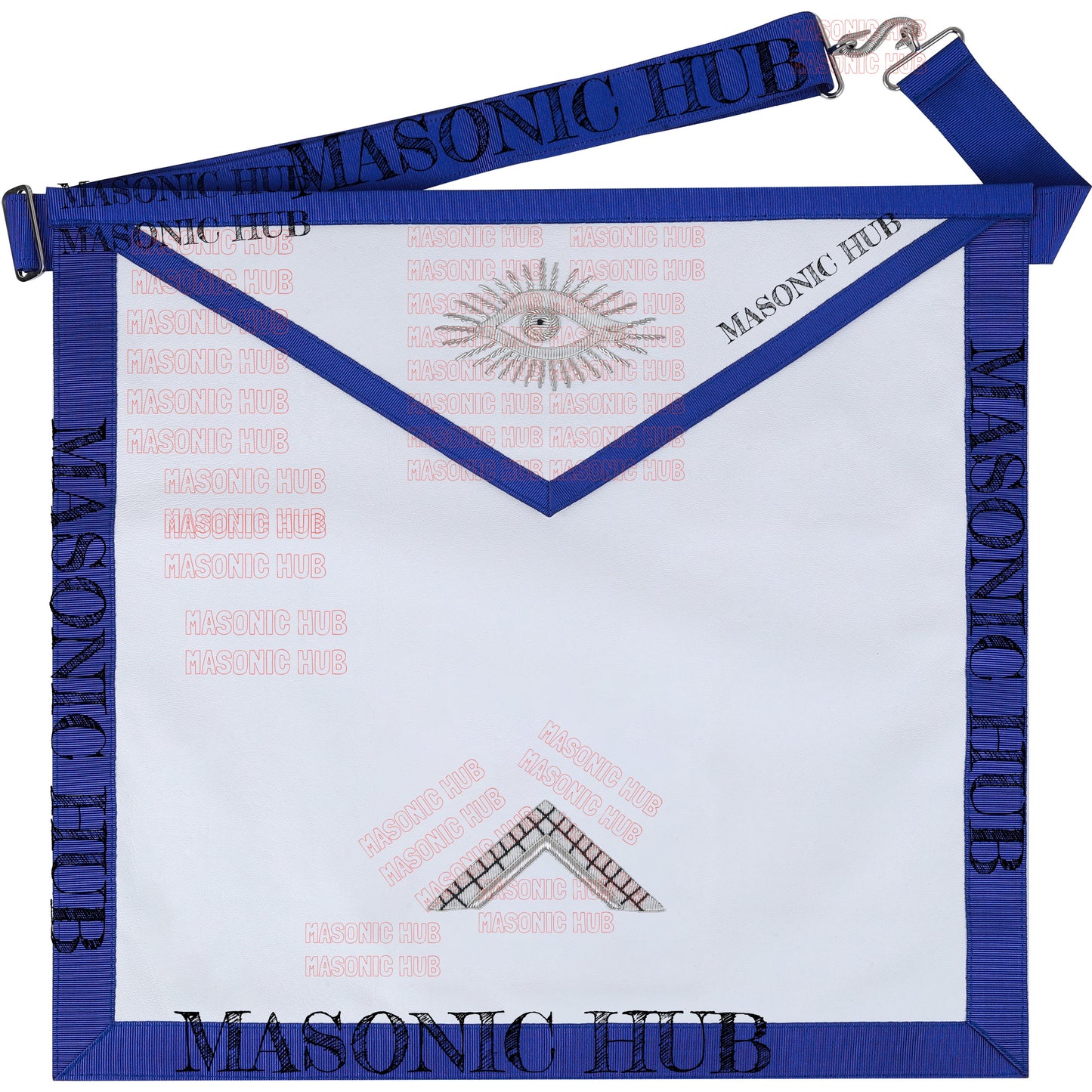 Texas Regulation Masonic Blue Lodge Officer Apron Set – 11-Piece Silver Embroidered Regalia with All-Seeing Eye