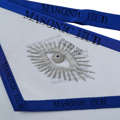 Texas Regulation Masonic Blue Lodge Officer Apron Set – 11-Piece Silver Embroidered Regalia with All-Seeing Eye