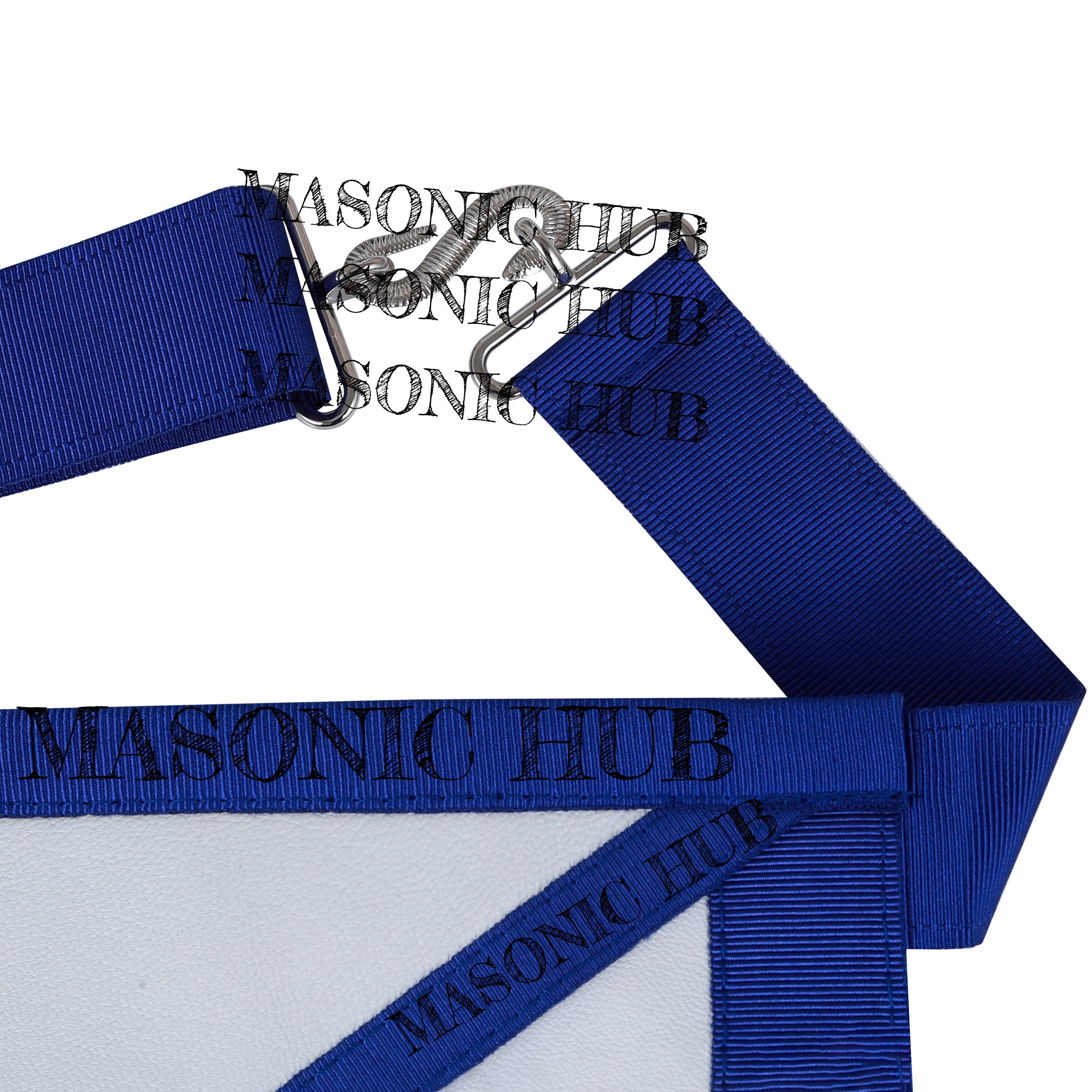 Texas Regulation Masonic Blue Lodge Officer Apron Set – 11-Piece Silver Embroidered Regalia with All-Seeing Eye Masonic Hub