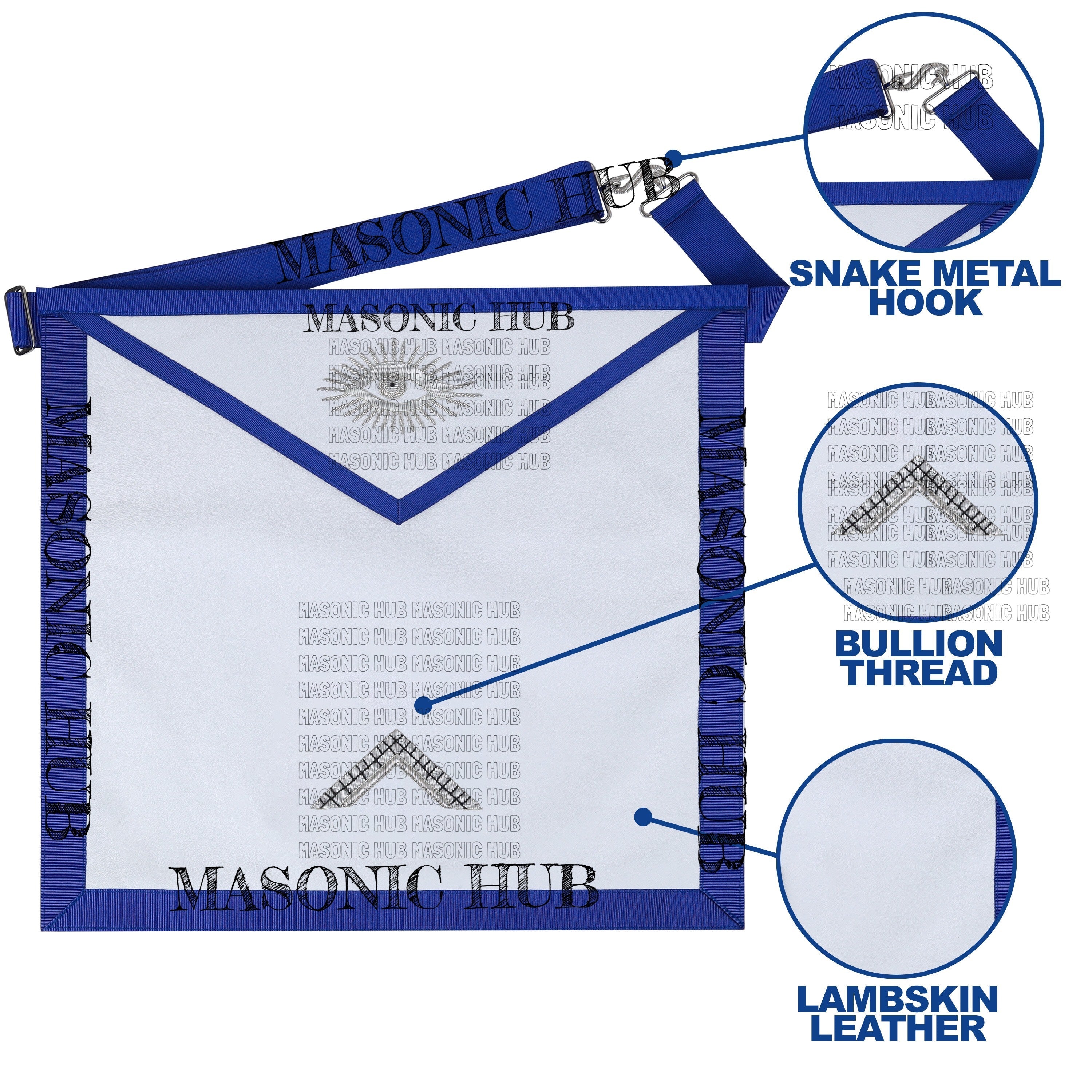 Masonic Texas Regulation Worshipful Master Officer Apron with Eye - Handcrafted My Store