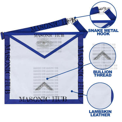Masonic Texas Regulation Worshipful Master Officer Apron with Eye - Handcrafted