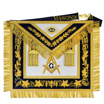 Handmade Masonic Master Mason Apron with Compasses &amp; Square- Genuine Lambskin